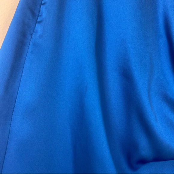 NWT Zara Satin Effect Ruched High Waist Slit Midi Skirt Cobalt Blue - Picture 4 of 9
